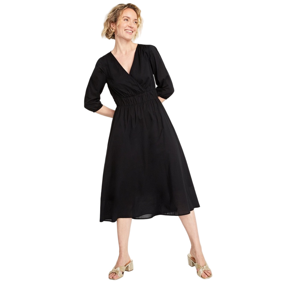 🛼ON 34TH Chic Black Midi Dress for 3/4 sleeves size S GUC…